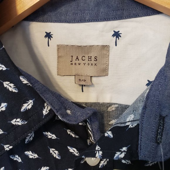 NWT Jachs Feather Collar Button up Short Sleeve, Size Small - Picture 4 of 4